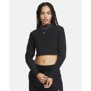 Nike Sportswear Phoenix Plush Womens Slim Mock-Neck Long-Sleeve Cropped Cozy Fleece Top FN3619-010